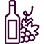 Pictogramme bouteille de vin et grappe de raison